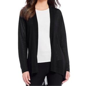 Eileen Fisher Silk Organic Cotton Blend Open Front Long Cardigan Sweater